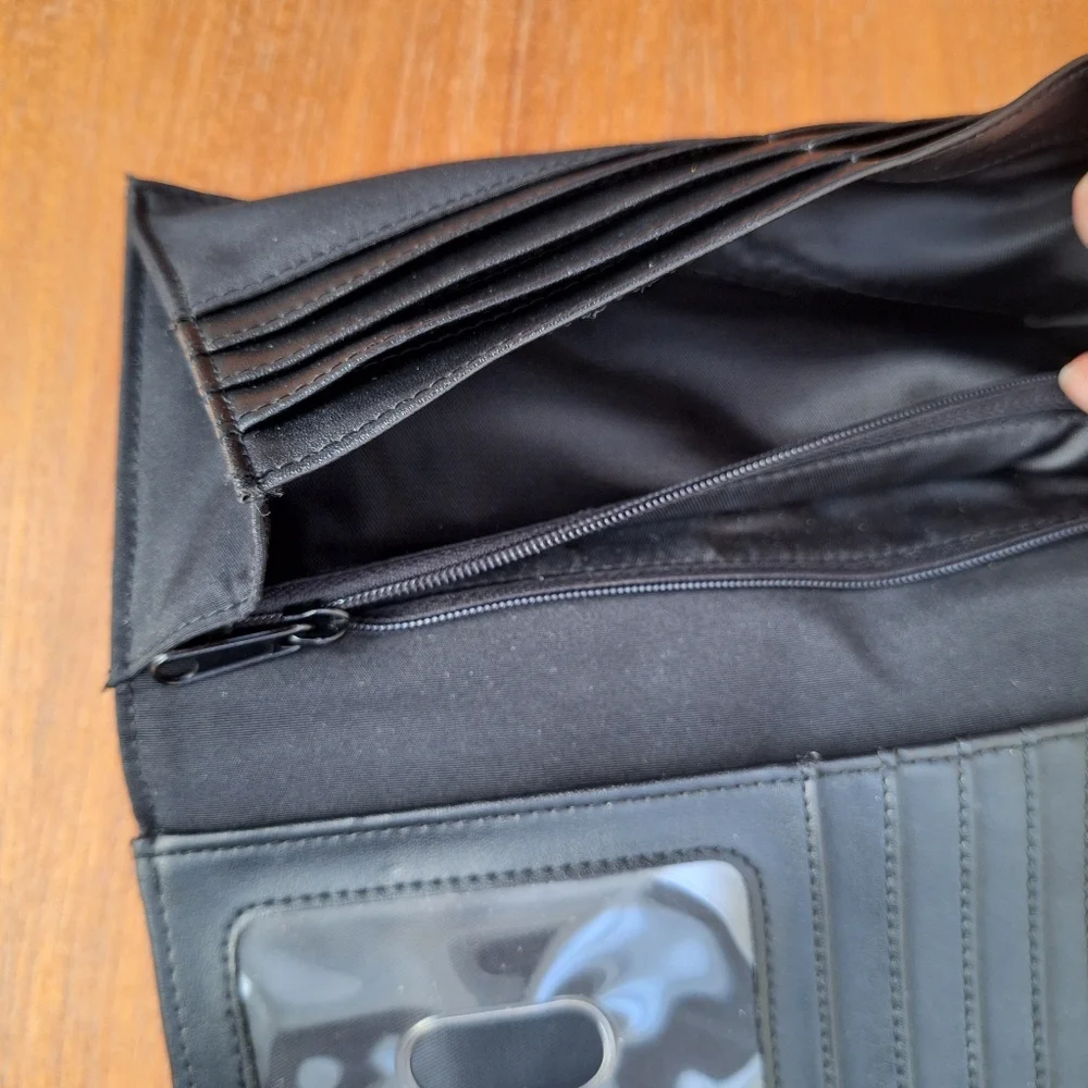 Vintage DKNY Nylon Wallet Checkbook Trifold Minimalist Corpcore 90s Black